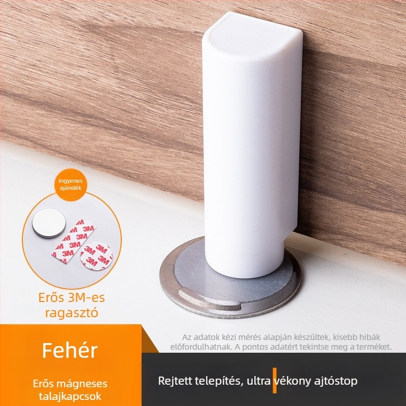 Padlóra szerelt ajtó szívó – automata, ABS erős mágnes, matt felület, alkalmas nagyon keskeny részekhez