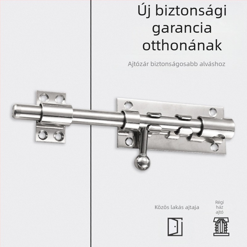 F-típusú rozsdamentes acél ajtózár, zárnyílással, modell F type, finom felületkezelés, modern minimalista stílus