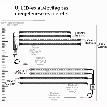 Autó LED RGB alvázlámpa Bluetooth APP-vezérléssel és hangaktiválással, 12V, 15W, PVC
