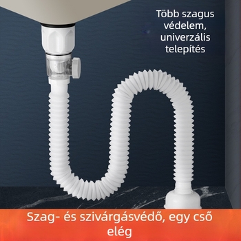 Flap típusú lefolyóegység mosdóhoz, S-alakú kivitel, modell 2233 – univerzális, modern minimalista dizájn