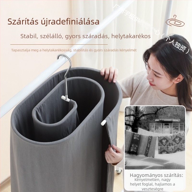 Függő ruhaszárító, gömb alakú formájú klipszes kivitel, vasból készült konstrukció