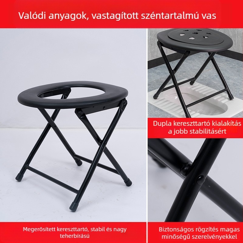 Idősek és terhes nők számára vécészék, vastagított szénacél váz, modell Section 06, tartalmazza a vécé vödröt