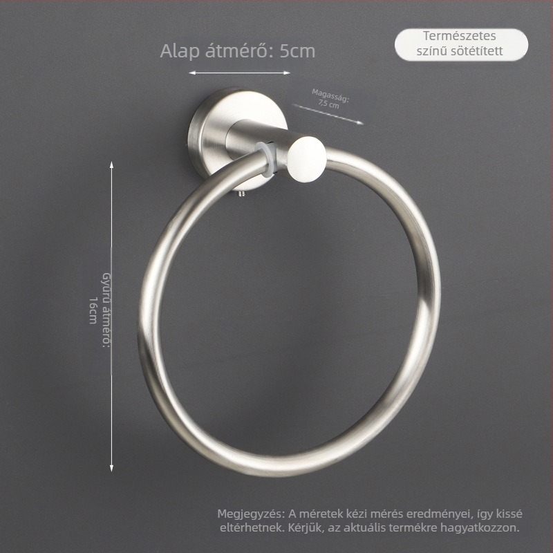 Törölközőgyűrű 304-es rozsdamentes acélból, fényes felület, 10 kg teherbírású, fürdőszobai hardver készlet
