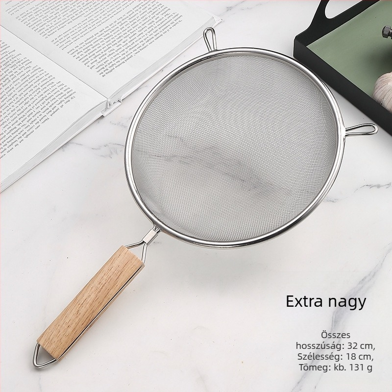 Rozsdamentes acél sütőkanál fa nyéllel, dupla fej, csúszásmentes, égés elleni védelem