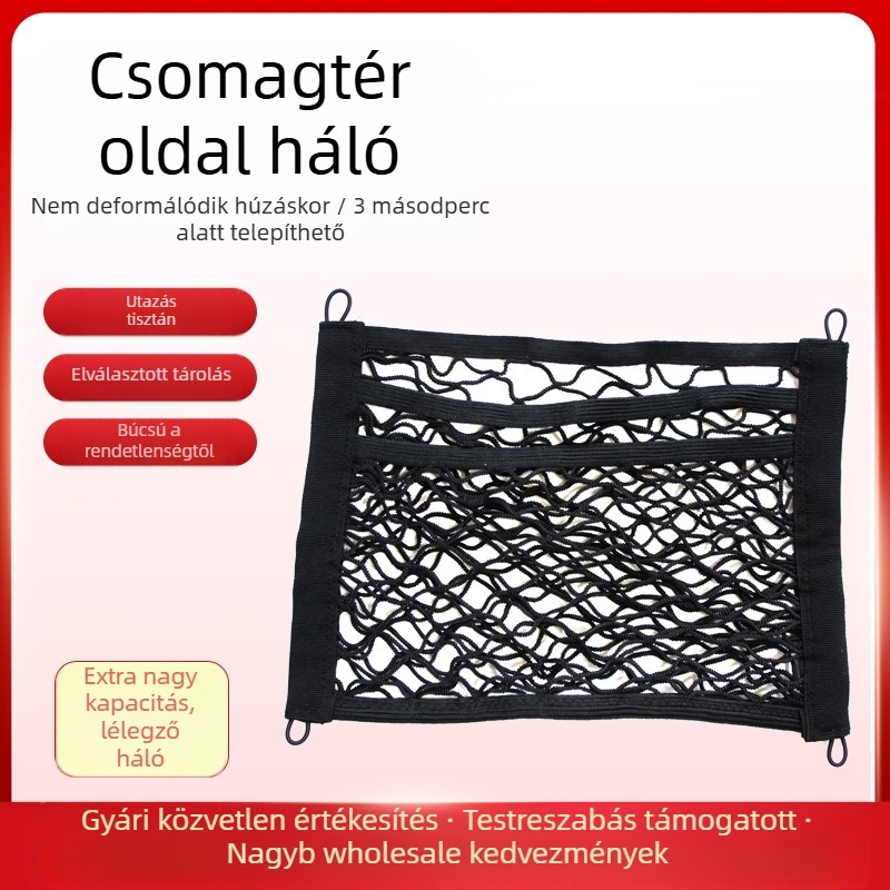 Általános használatú oldalsó csomagtartó tároló háló, dupla rétegű elasztikus, akasztó típus