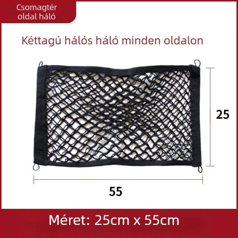 Általános használatú oldalsó csomagtartó tároló háló, dupla rétegű elasztikus, akasztó típus