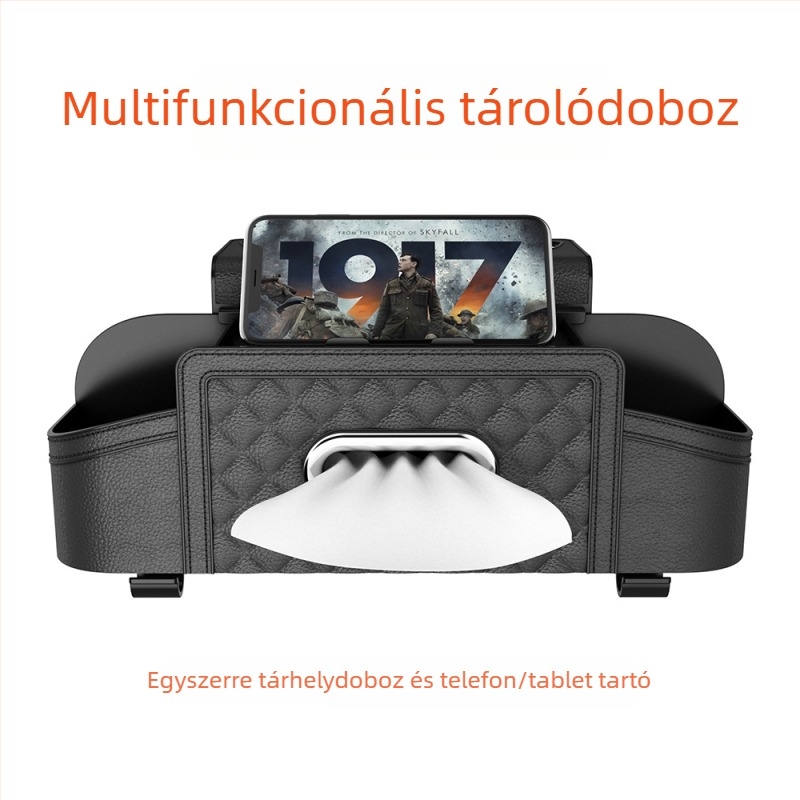 Bőr tároló az ülés támlája mögé, függő rögzítés, vízálló