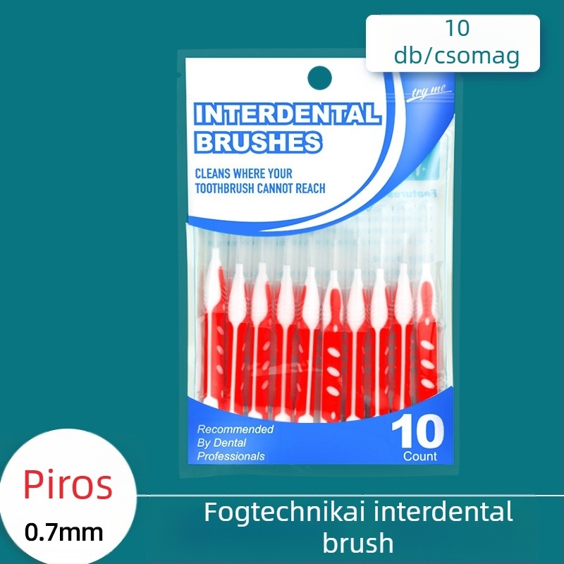 Ortodontikus interdental kefék, 10 darabos készlet, ultrafinom puha sörték, rozsdamentes acél huzal