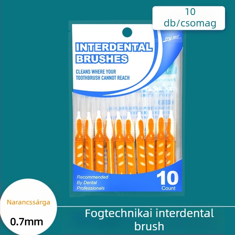 Ortodontikus interdental kefék, 10 darabos készlet, ultrafinom puha sörték, rozsdamentes acél huzal
