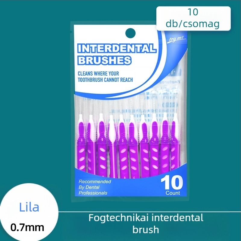 Ortodontikus interdental kefék, 10 darabos készlet, ultrafinom puha sörték, rozsdamentes acél huzal