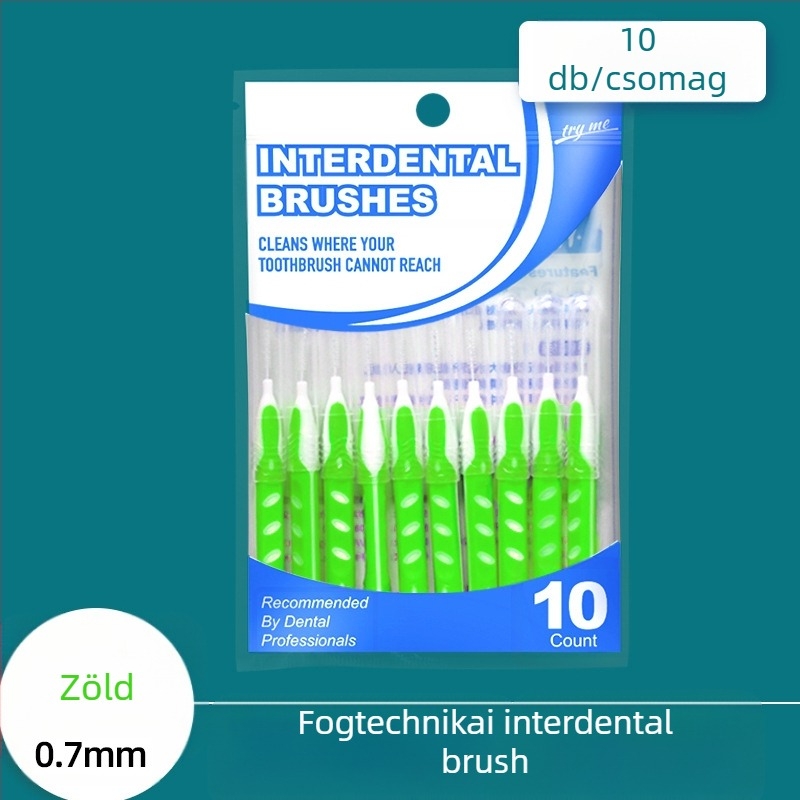Ortodontikus interdental kefék, 10 darabos készlet, ultrafinom puha sörték, rozsdamentes acél huzal