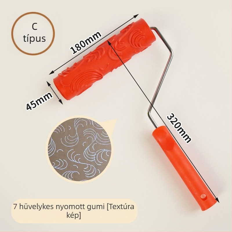 Domborított gumihenger festéshez véletlenszerű textúrával; irányok: vízszintes és függőleges; Márka: Beautiful and good; Munkaterület: 46