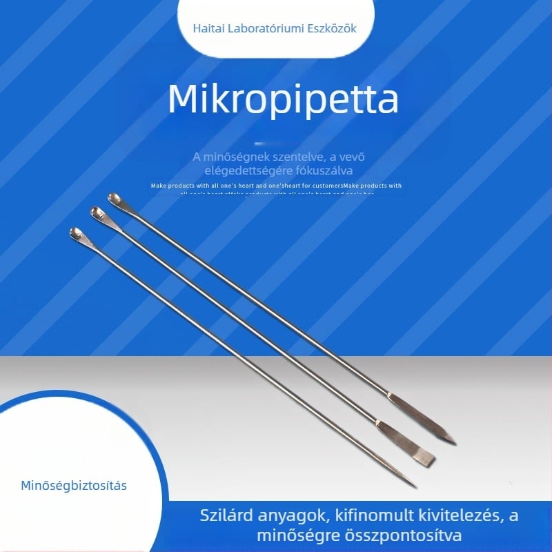 Rozsdamentes acél gyógyszerkanál, dupla fej, mikro adagolás, Haitai, 3 darabos csomag, tolerancia ±1 mm