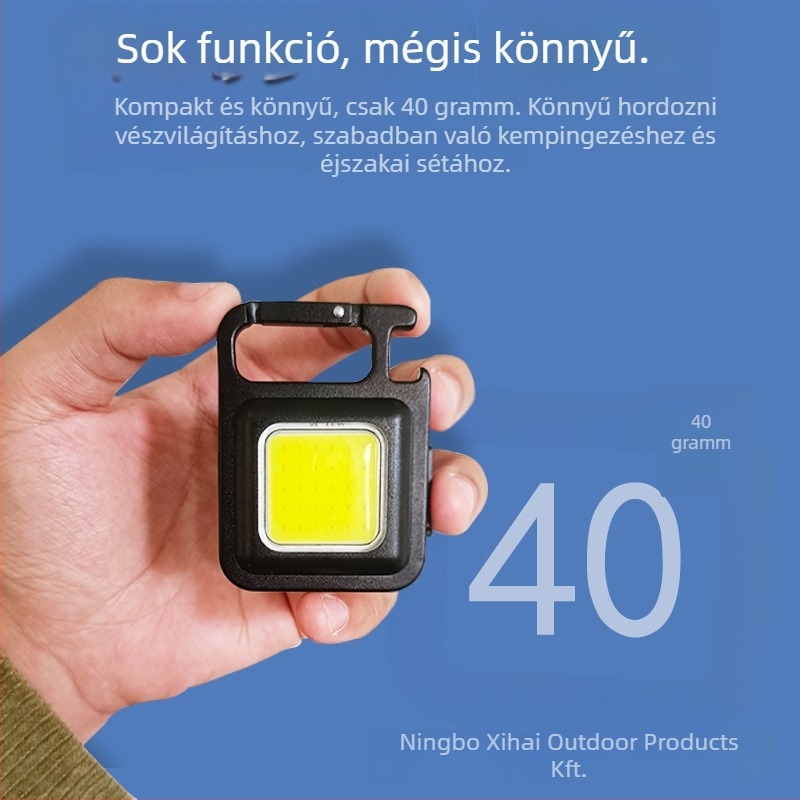 Mini kulcstartó LED Fény – Többcélú mágneses munkafény üvegnyitóval (6W • Töltés • 500mAh • Modell XH-69)