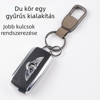 Kulcstartó medál – tehénbőr, könnyed luxus stílus, fém autókulcstartó