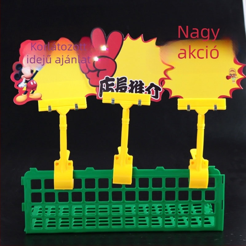 T típusú POP reklámklips polcokra szánt árcímkékhez, modern minimalista design, alkalmas üzleti ajándékokra / reklám ajándékokra