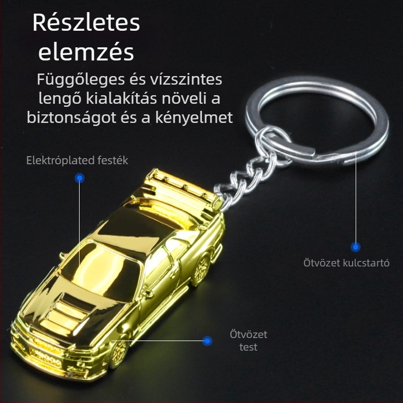 Kulcstartó – Ötvözetből készült sportautó modell, 1:64 skála, statikus