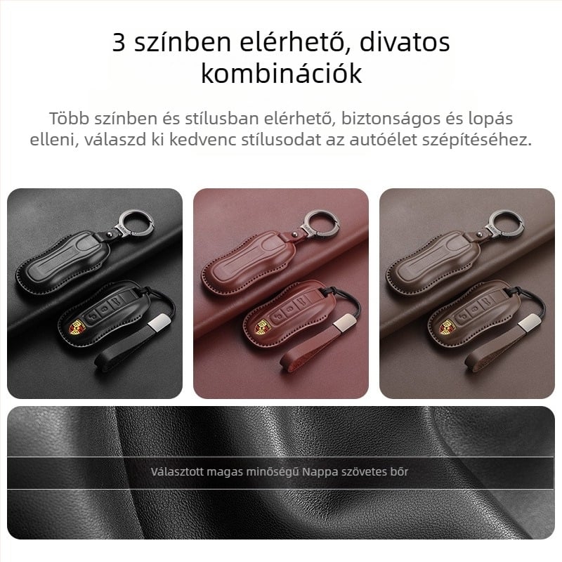 Porsche kulcstartó tehénbőrből, etnikus stílusú