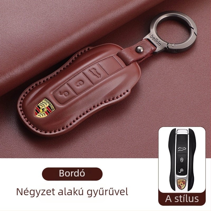 Porsche kulcstartó tehénbőrből, etnikus stílusú