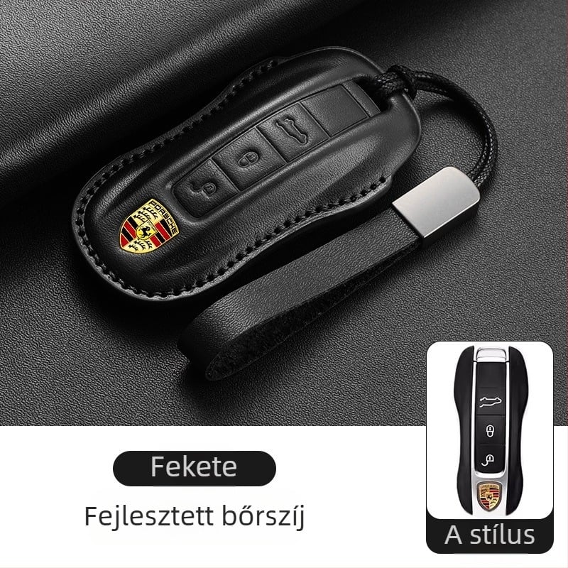 Porsche kulcstartó tehénbőrből, etnikus stílusú