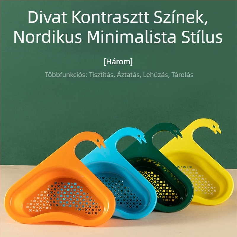 Hattyú alakú mosogatóleeresztő kosár – műanyag, függő, Xin Senmiao, Zhejiang