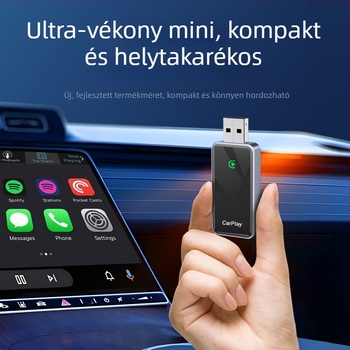 CarPlay vezeték nélküli adapter — USB CarPlay átalakító kábel CarPlay-ből vezeték nélküli CarPlay-hez, modell BY967B, 5V, 0.5W, 6H edzett üveg + repülőgép minőségű alumínium ötvözet