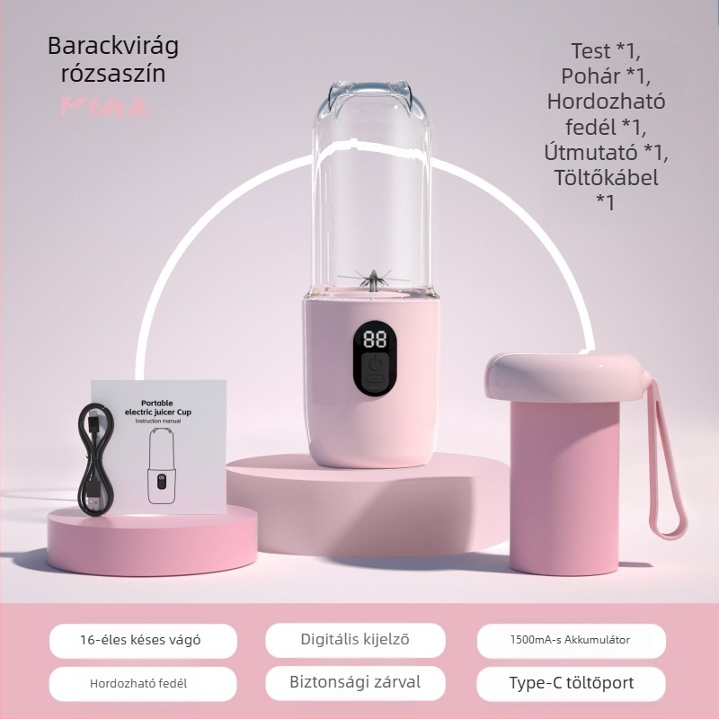 Hordozható USB-töltésű gyümölcslé készítő pohár, 40W, 401–600 ml, 5+ pengével, beépített Akkumulátor