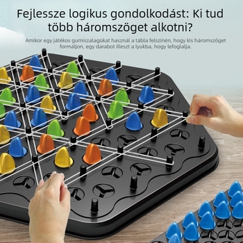 Asztali Puzzle Lánc Sakk – Többjátékos interaktív gumilánc-triángulus játék; műanyag kivitel; elősegíti a szülő-gyermek interakciót és a logikus gondolkodást; 4–60 évesek számára.