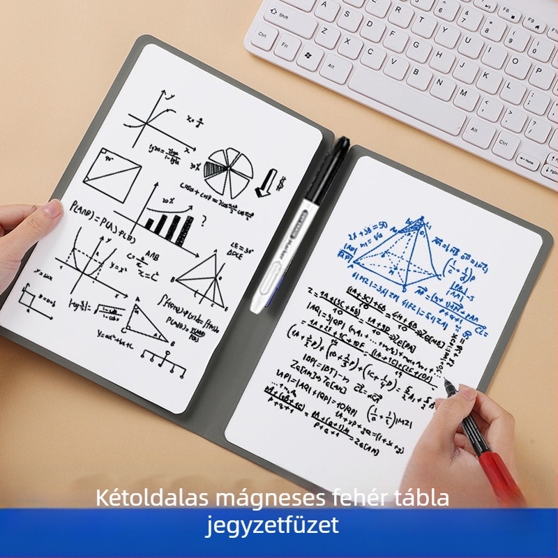 Qing Yile Asztali törölhető mini fehér táblás jegyzetfüzet, műbőr borító, Draft kategória, kreatív stílus