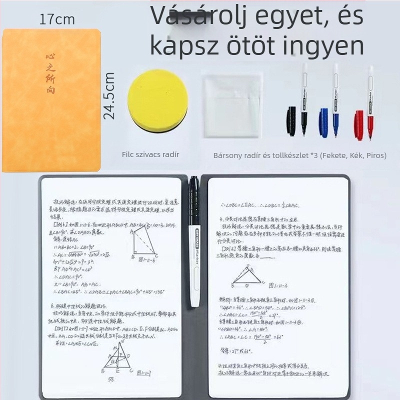 Qing Yile Asztali törölhető mini fehér táblás jegyzetfüzet, műbőr borító, Draft kategória, kreatív stílus