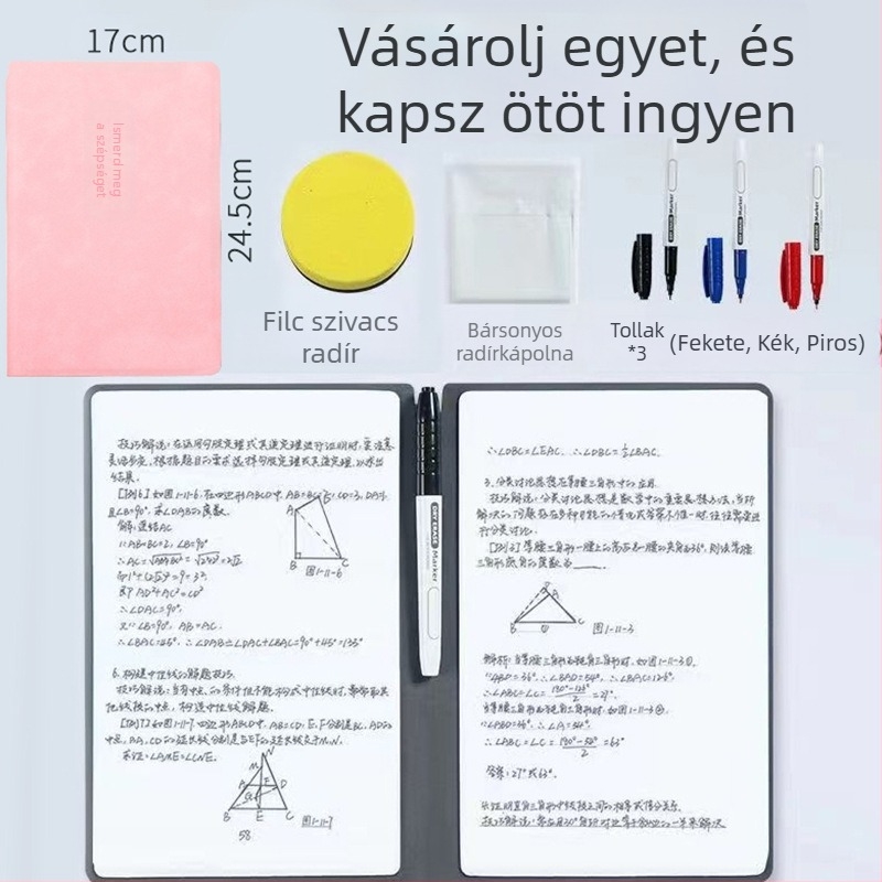 Qing Yile Asztali törölhető mini fehér táblás jegyzetfüzet, műbőr borító, Draft kategória, kreatív stílus