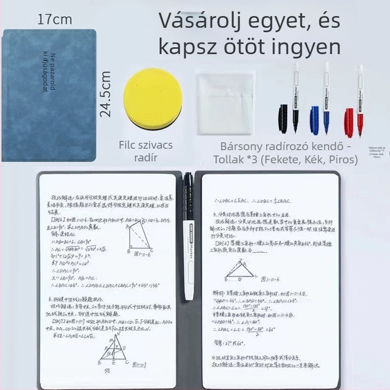 Qing Yile Asztali törölhető mini fehér táblás jegyzetfüzet, műbőr borító, Draft kategória, kreatív stílus