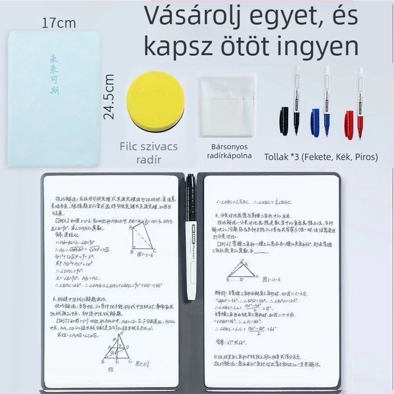 Qing Yile Asztali törölhető mini fehér táblás jegyzetfüzet, műbőr borító, Draft kategória, kreatív stílus