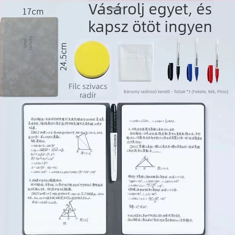 Qing Yile Asztali törölhető mini fehér táblás jegyzetfüzet, műbőr borító, Draft kategória, kreatív stílus