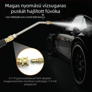Magasnyomású autómosó vízpisztoly kiegészítő hosszabbító rúd hajlított könyökkel — 1/4 gyorscsatlakozás, rozsdamentes acél és réz, 11 mm fúvóka, alkalmas magasnyomásos tömlőhöz, 150 g