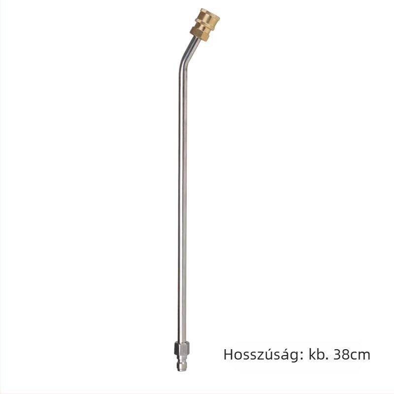 Magasnyomású autómosó vízpisztoly kiegészítő hosszabbító rúd hajlított könyökkel — 1/4 gyorscsatlakozás, rozsdamentes acél és réz, 11 mm fúvóka, alkalmas magasnyomásos tömlőhöz, 150 g
