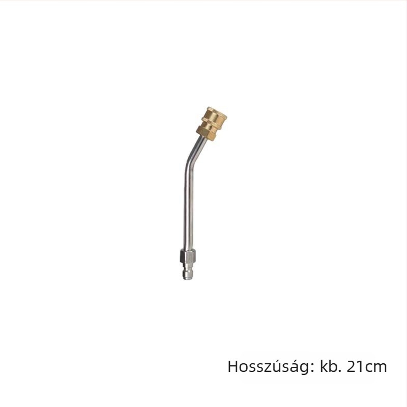 Magasnyomású autómosó vízpisztoly kiegészítő hosszabbító rúd hajlított könyökkel — 1/4 gyorscsatlakozás, rozsdamentes acél és réz, 11 mm fúvóka, alkalmas magasnyomásos tömlőhöz, 150 g