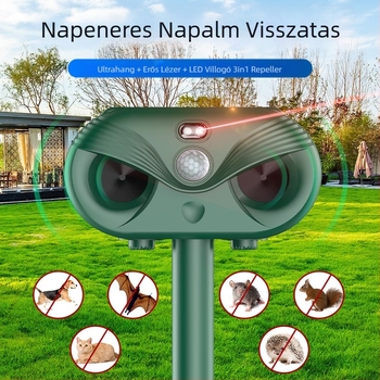 Ultrahangos napenergia-állatriasztó – kültéri, vízálló készülék, ABS burkolat, 5V, modellek 818/818B/610/603