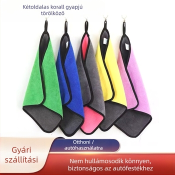 Autómosó törölköző, kétoldalas korall velúr, mikroszálas, háztartási használatra, bútorokhoz, egyszínű minta