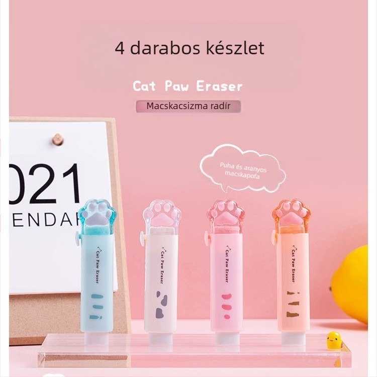 Macskakarom formájú radír, rajzfilmszerű dizájn, MW TG103, anyag PS gumi, diákoknak