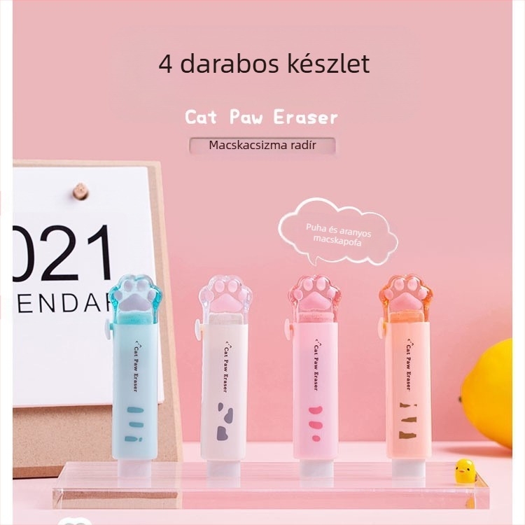 Macskakarom formájú radír, rajzfilmszerű dizájn, MW TG103, anyag PS gumi, diákoknak