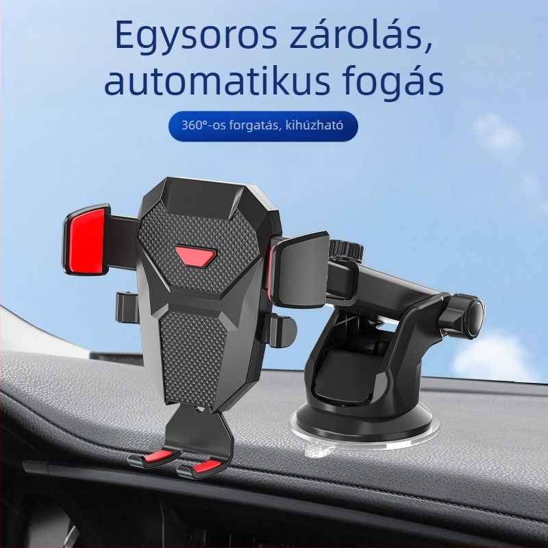 Univerzális autótelefon-tartó vákuumos rögzítés a műszerfalon és a légkondi kimenetén, teleszkópos kar navigációhoz, snap-on telepítés