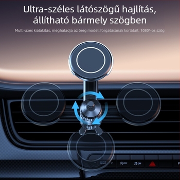 Autótelefon-tartó MagSafe mágneses vonzással, rögzítés a légkivezetőnél, állítható hosszabbító kar és spirális kampó