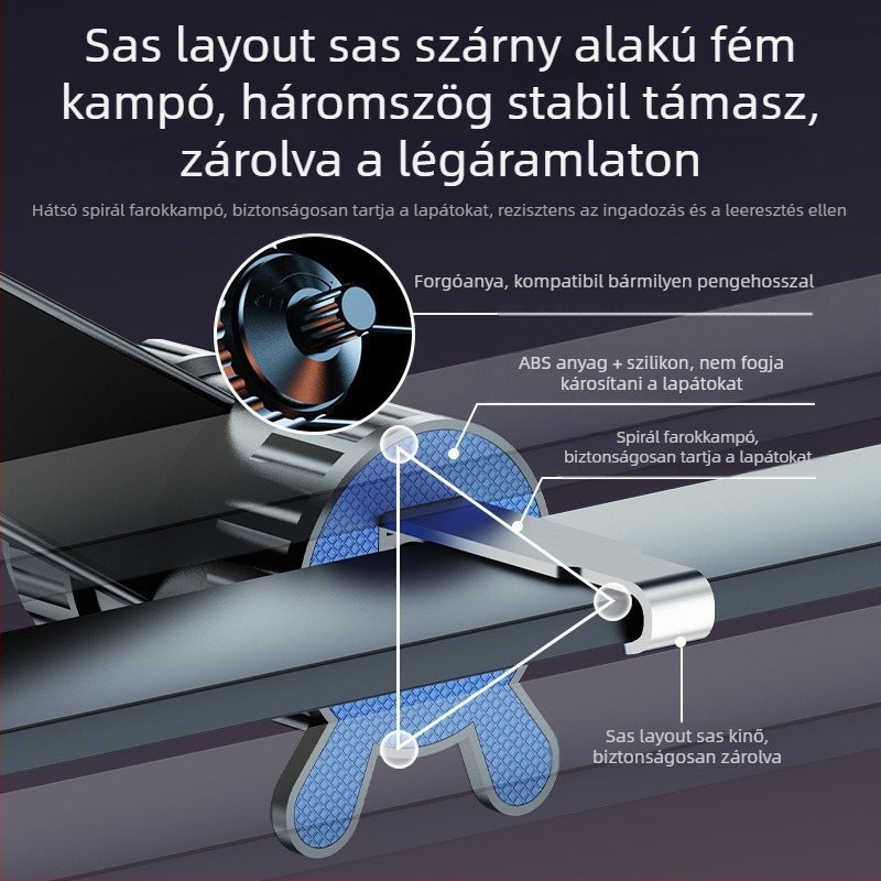 Autótelefon-tartó MagSafe mágneses vonzással, rögzítés a légkivezetőnél, állítható hosszabbító kar és spirális kampó