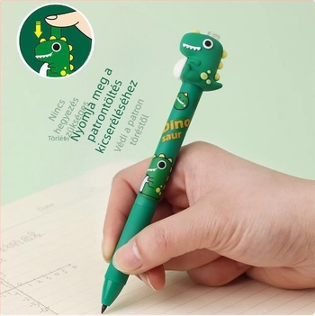 Mozgó mechanikus ceruza, modell 7949 Egg Dragon, szilikon test, műanyag burkolat, folyamatos írás, 24 darabos dobozban