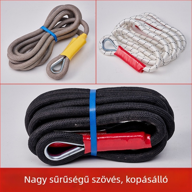 Off-road autó vontató kötél – nejlon; szakítószilárdság több mint 1000 lbs; fő felhasználás: utánfutózás és mentés; alkalmas terepjárókra, kisebb autókra és motorkerékpárokra
