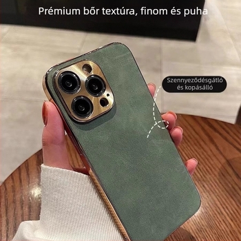 Báránybőr hatású iPhone tok elektroplattált fém objektív védelemmel