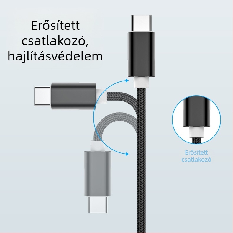 Szövött adat- és töltőkábel 1–3-as elosztással, 2.4A gyors töltés, 1 m hosszú, Lightning, Micro USB és Type-C csatlakozókkal, 12W max teljesítmény