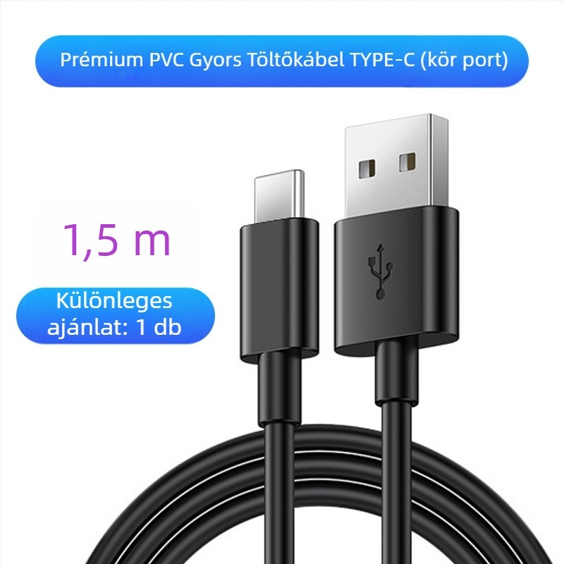 Szövött adat- és töltőkábel 1–3-as elosztással, 2.4A gyors töltés, 1 m hosszú, Lightning, Micro USB és Type-C csatlakozókkal, 12W max teljesítmény
