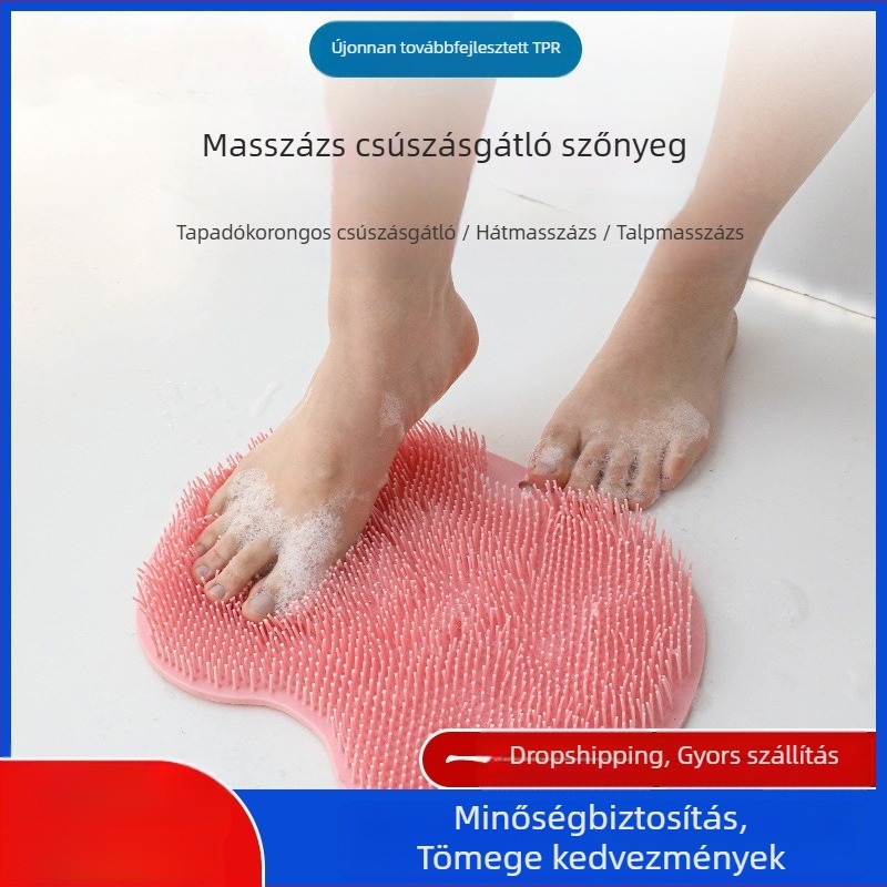 Többfunkciós fürdőszobai kefével hát- és lábmasszázs, vákuumos rögzítéssel és csúszásmentes alátéttel